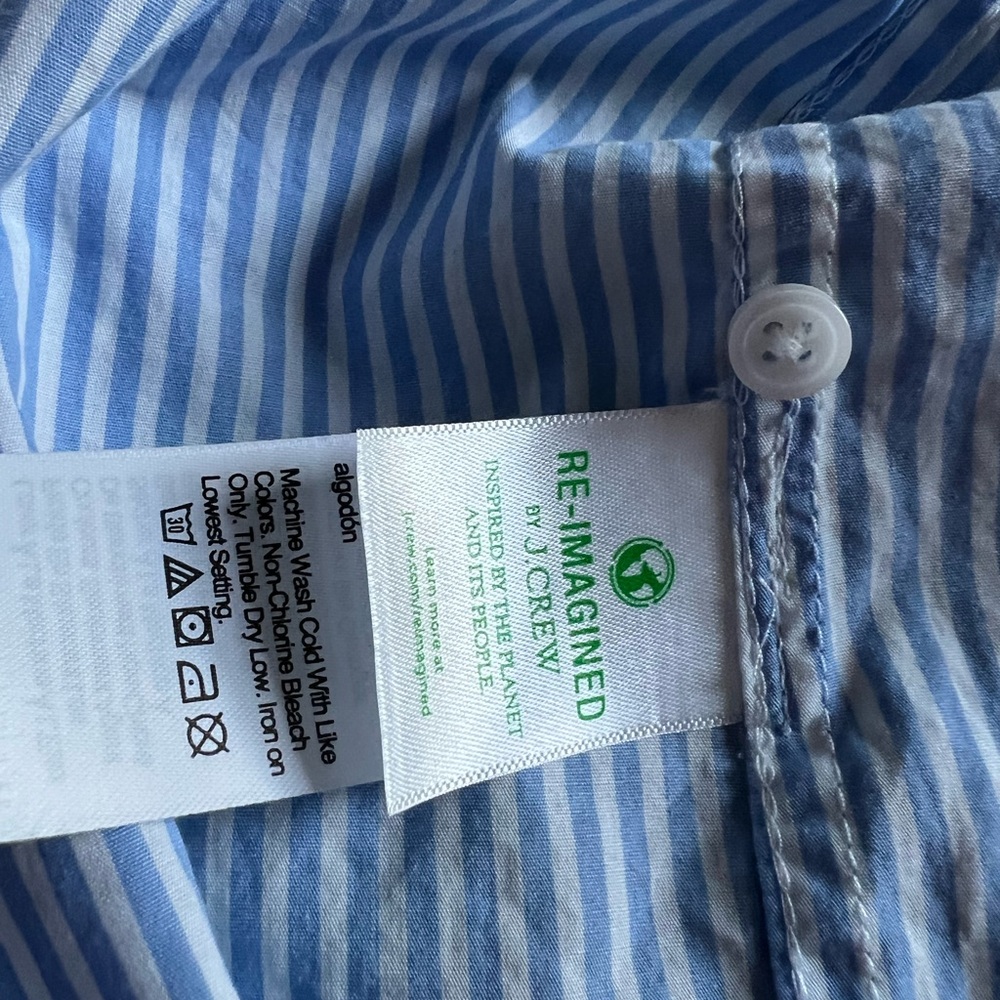 J. Crew Blue & White striped blouse. L. XL. Button Down Shirt. Size 14. - Picture 6 of 14
